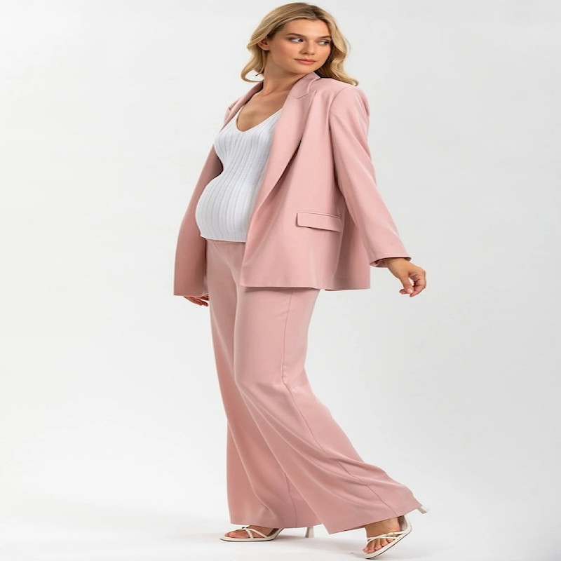 Made in Italy FREDDIE Soft Pink Straight Leg Maternity Pants